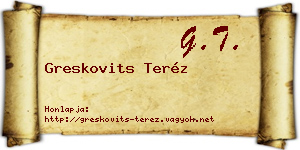 Greskovits Teréz névjegykártya