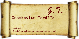 Greskovits Teréz névjegykártya